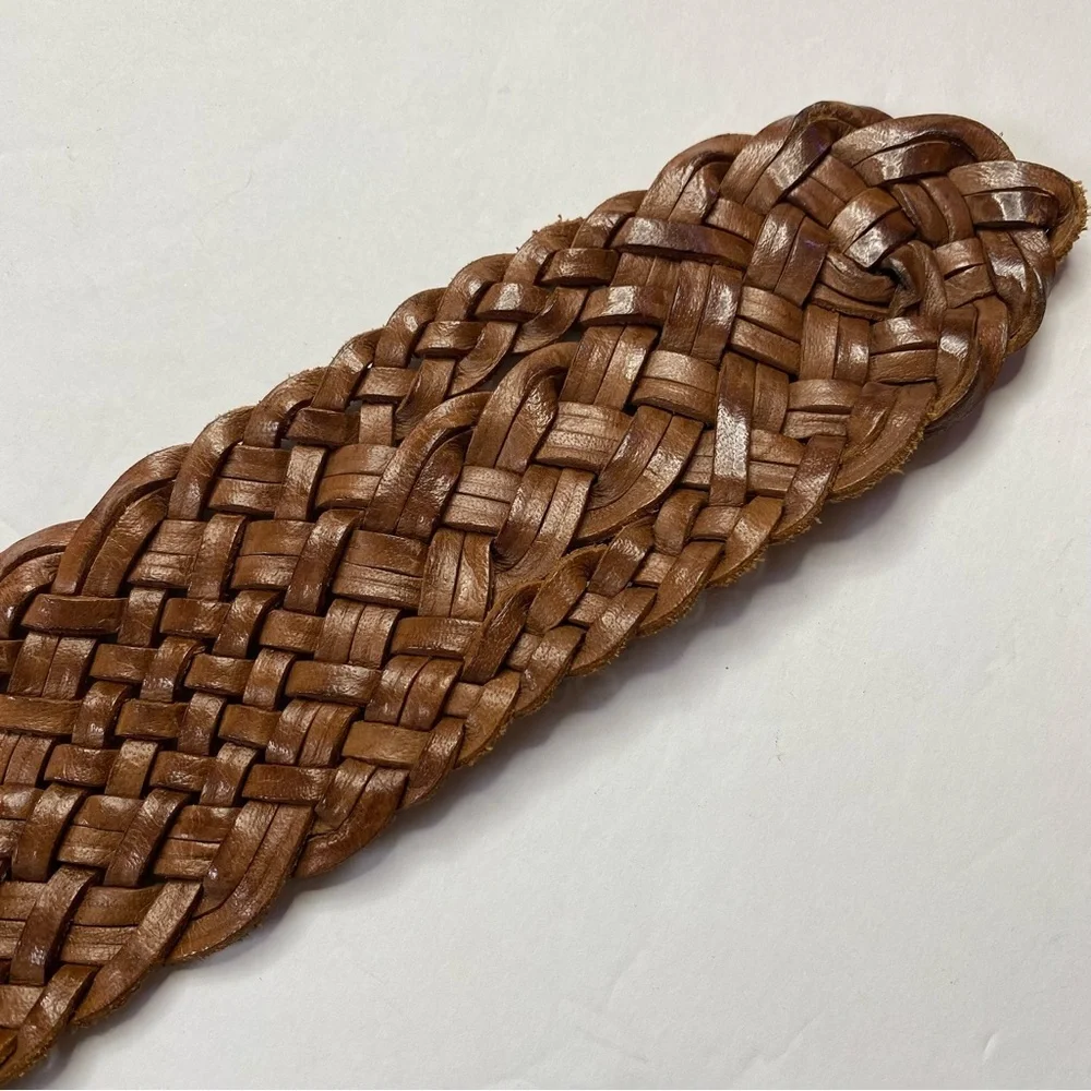 NWT Vintage Omega Woven Leather Extra Wide Boho Belt - Picture 8 of 9